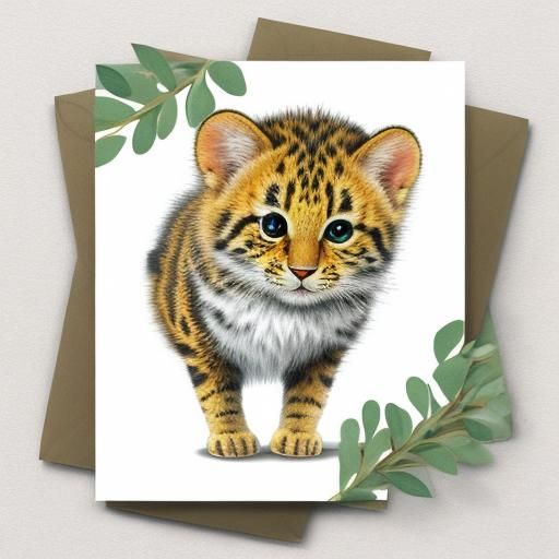 Cute picture animal greeting card on white background