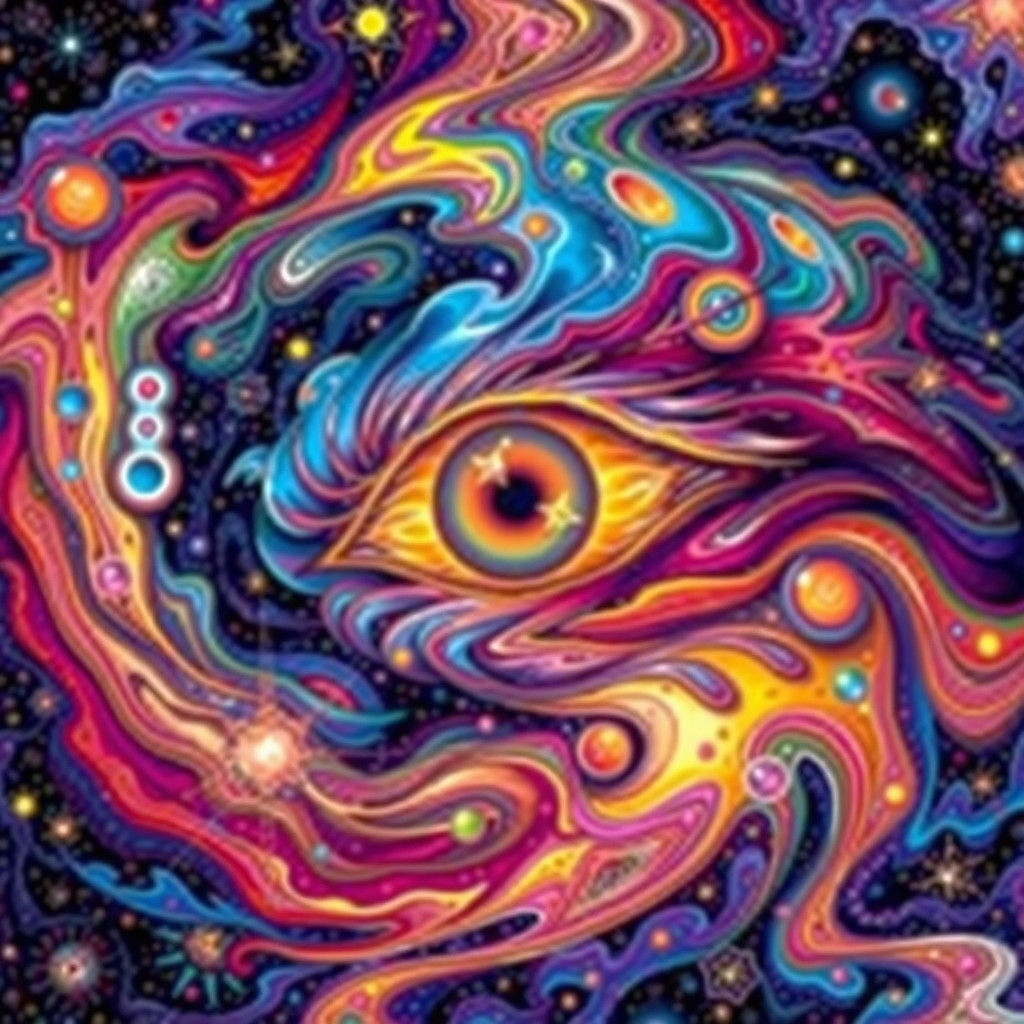 Eye 8k resolution holographic astral cosmic illustration mix...