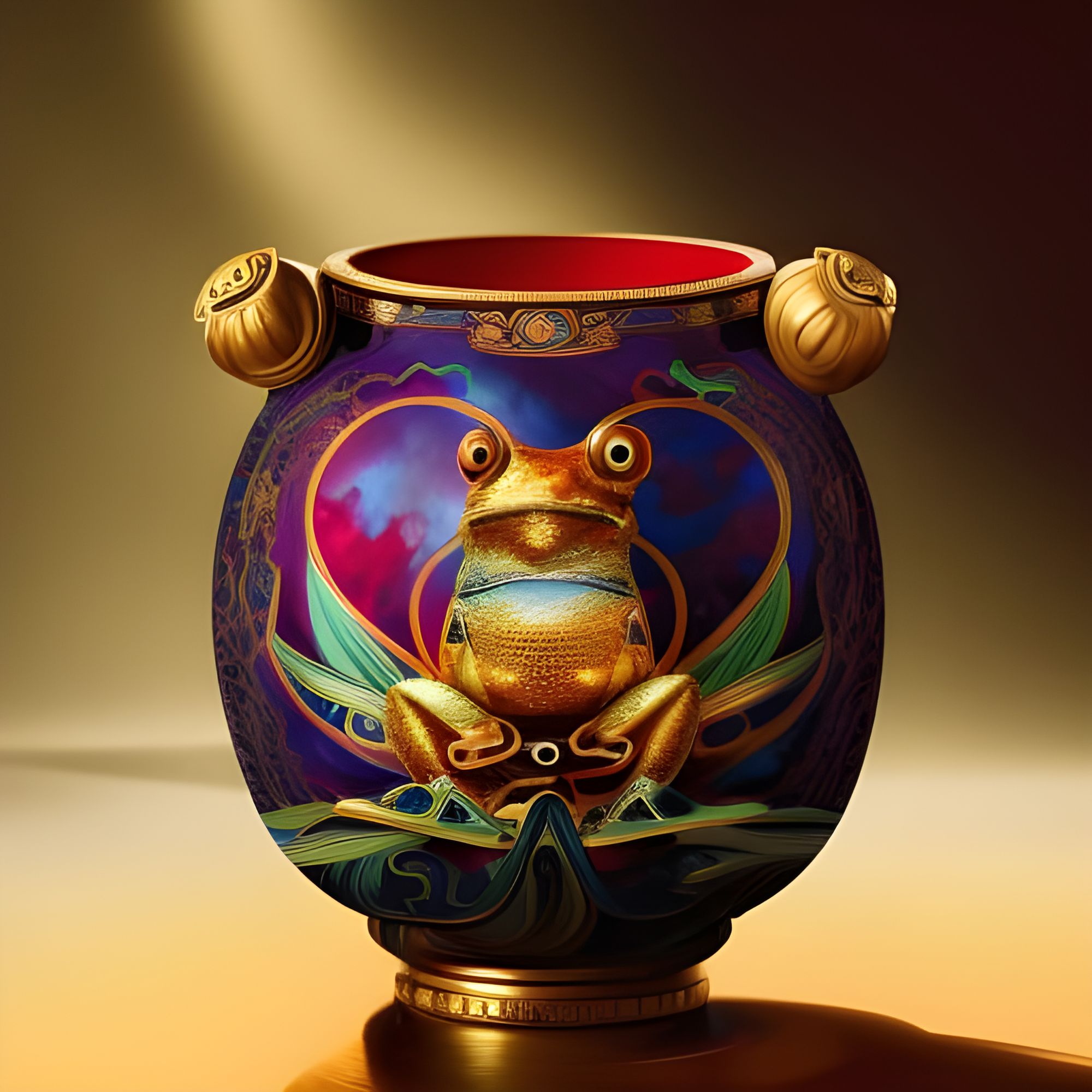 Painted Gold Frog Metallic Vase AI Generated Artwork NightCafe Creator   4j4mdGd2sWQEVJgaTJ1C  1  Kvpdd 15.625x 