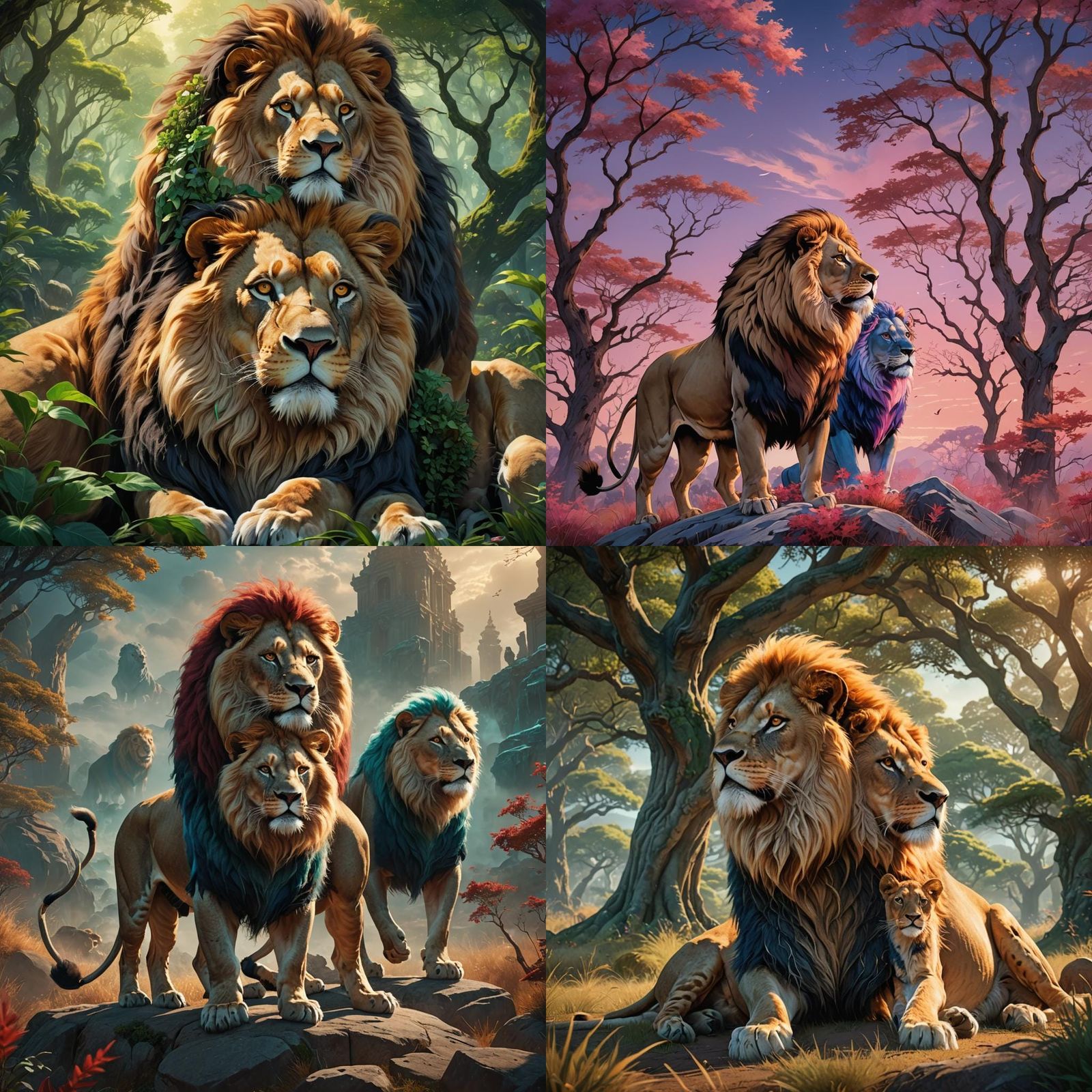 Anime Style Lion and Wife