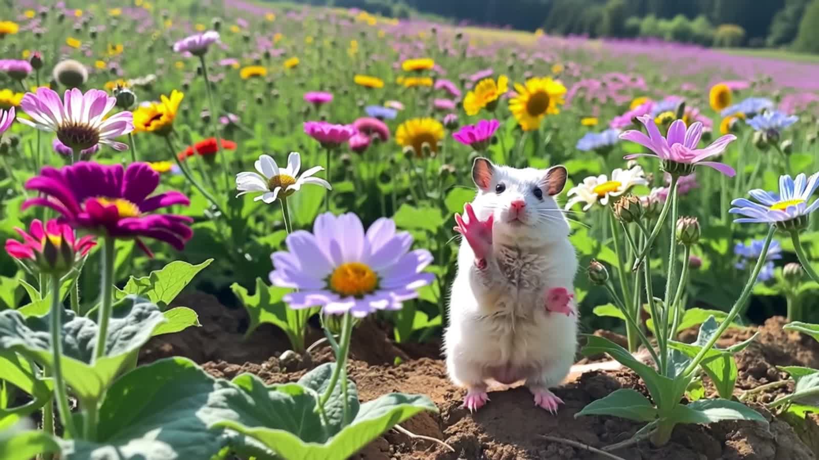 A cute hamster waving goodbye