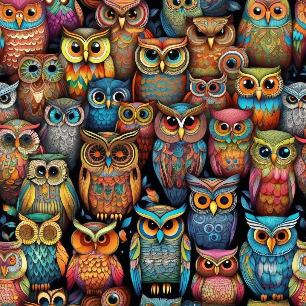 owls and owls and owls. - AI Generated Artwork - NightCafe Creator