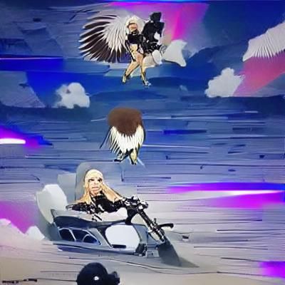 Lady gaga riding an eagle anime
