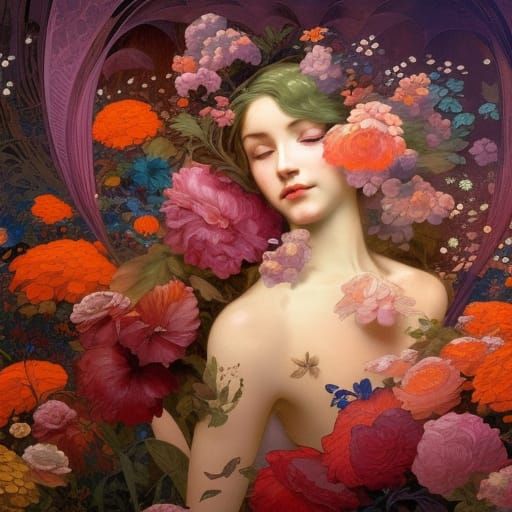 Girl with flowers by Anna Dittman and TimButron