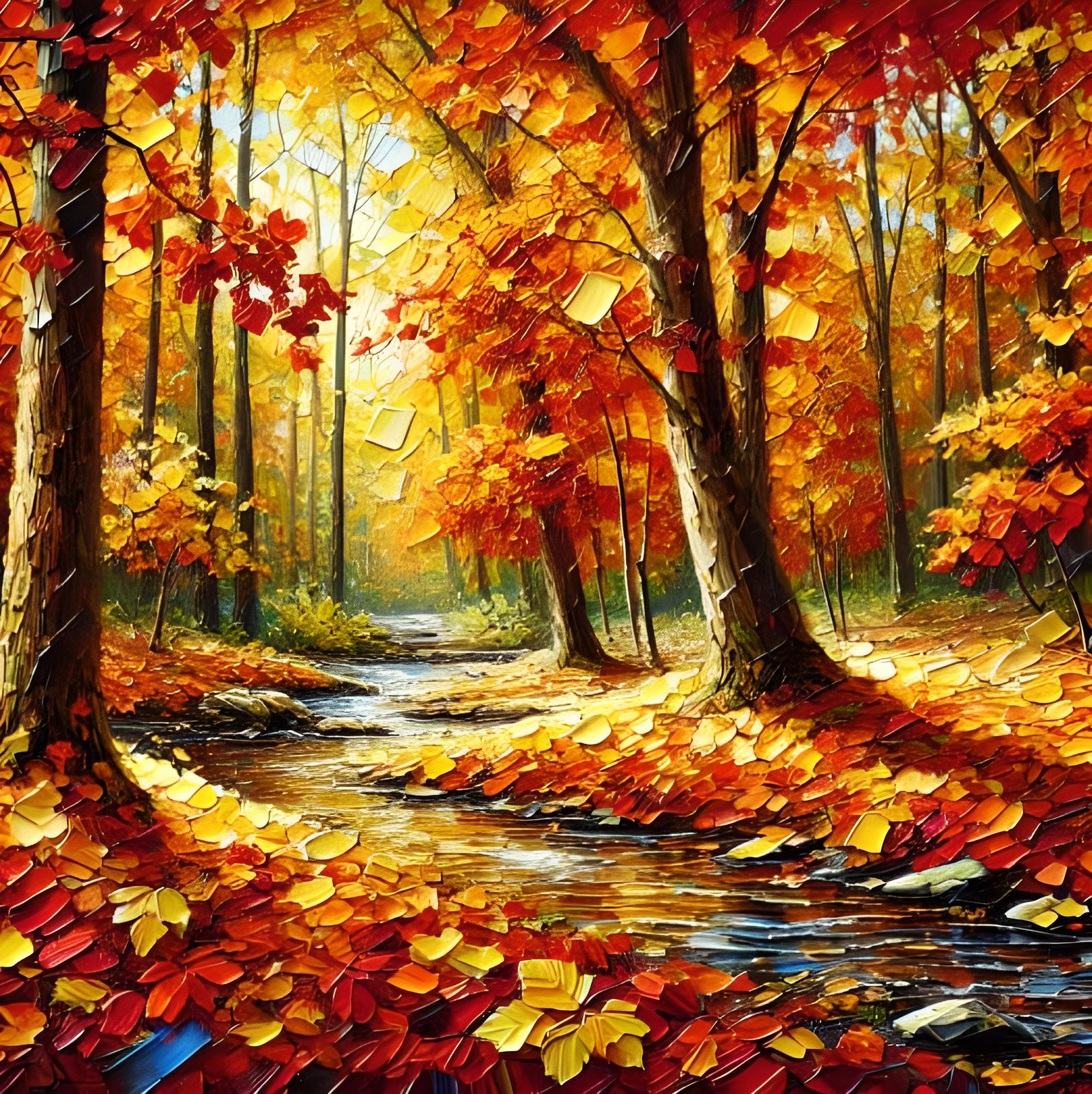 Autumn Forest Impasto