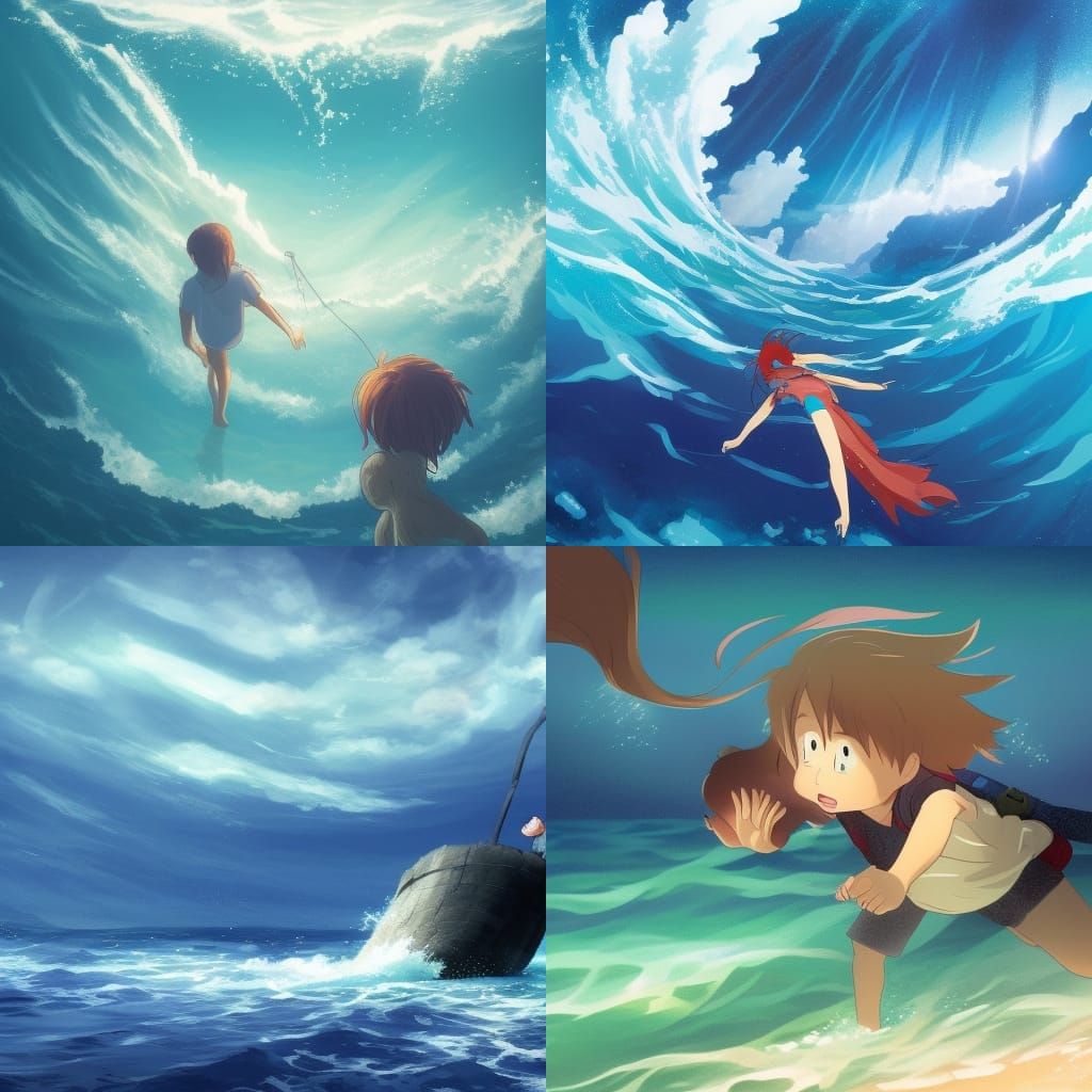 Someone trying to get out of the ocean