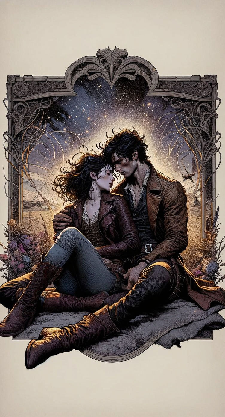 Romantic Embrace of Gunslinger and Adventurer