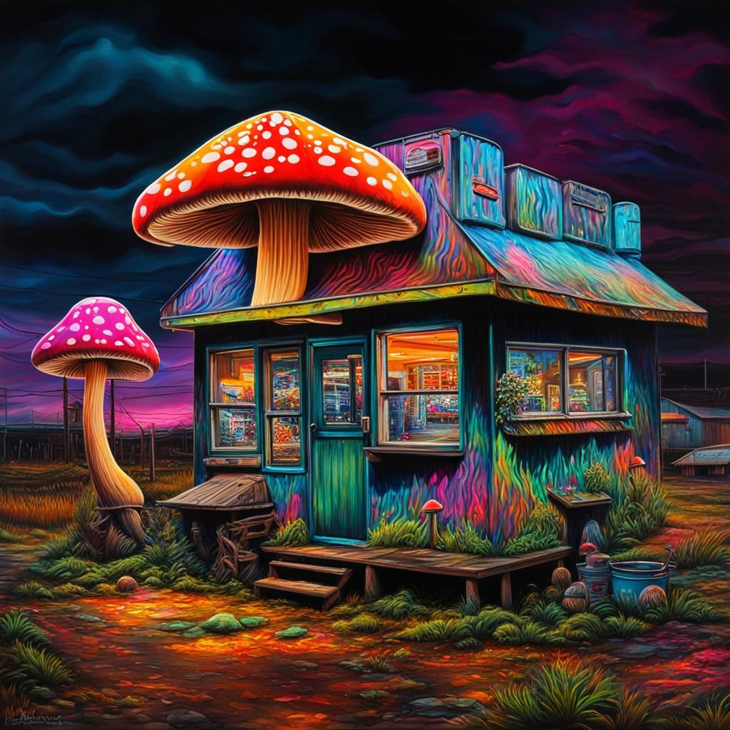 Trippy shack - AI Generated Artwork - NightCafe Creator