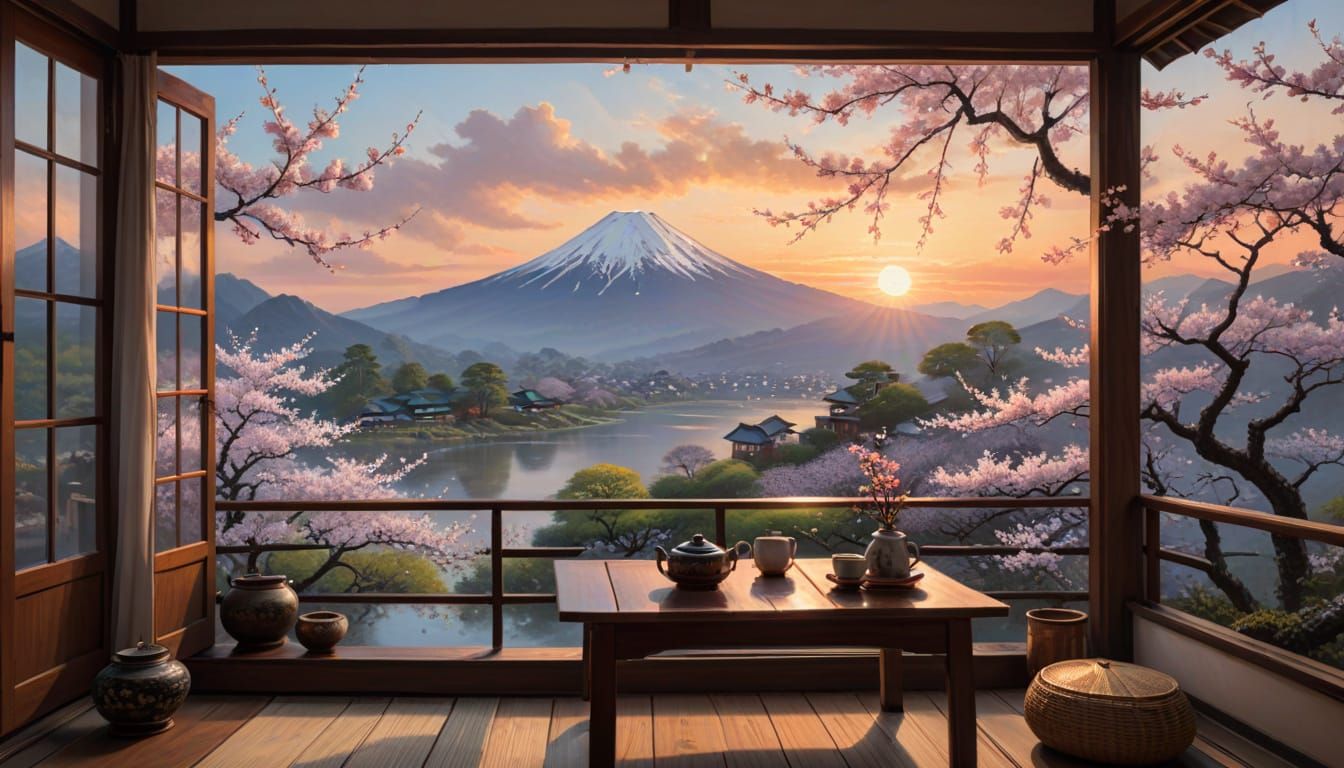 View from a window in Japanese tea room  by @Neverland