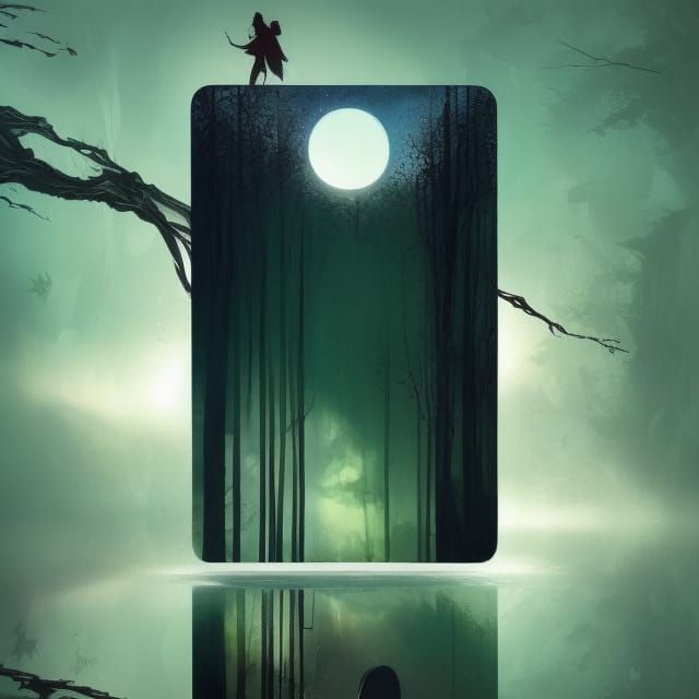 Mirrors Reflecting Night and Sun in Fantasy Landscape