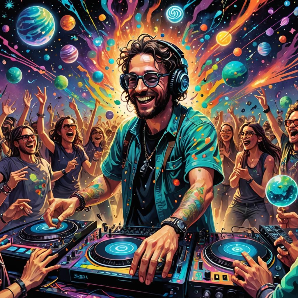 rave party of a trendy dj