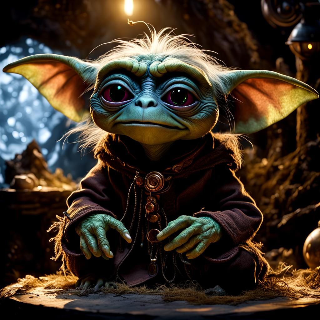 Dark Crystal Gremlin Puppet in Mystical Landscape