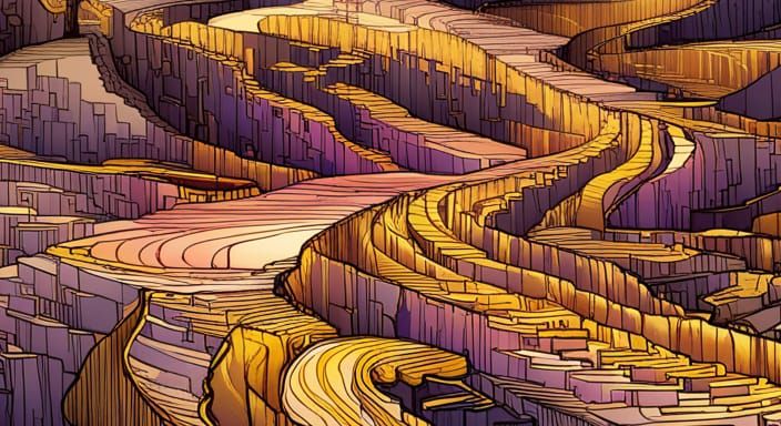 Purple Rice Terraces Landscape