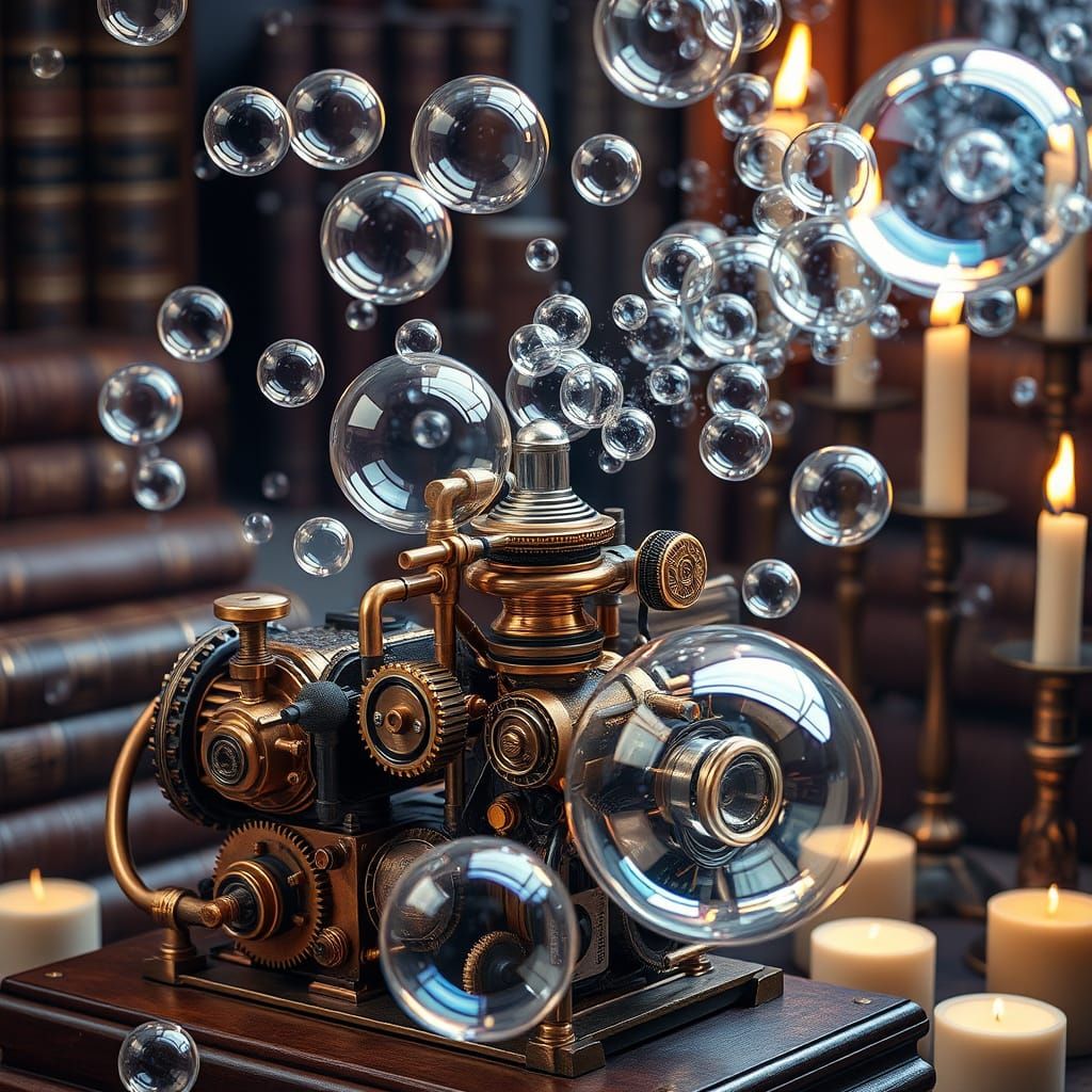 mechanical bubble blower with lots of bubbles.  by @Baron von Wolfen