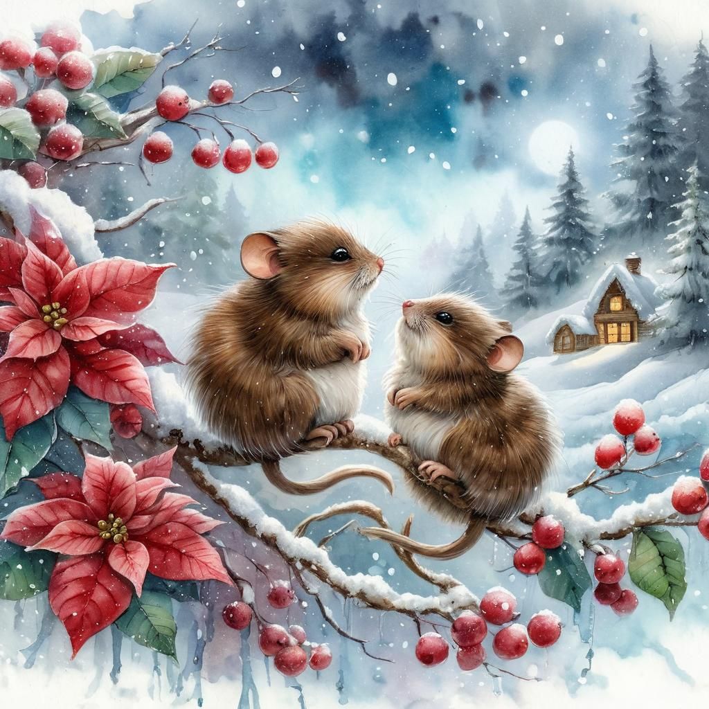 Poinsettia and meeses  by @SMARTDOG