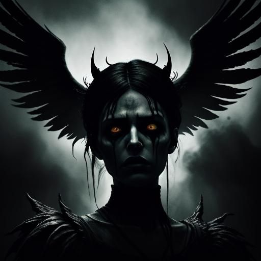 Dark Fantasy Angel in Eerie Cathedral