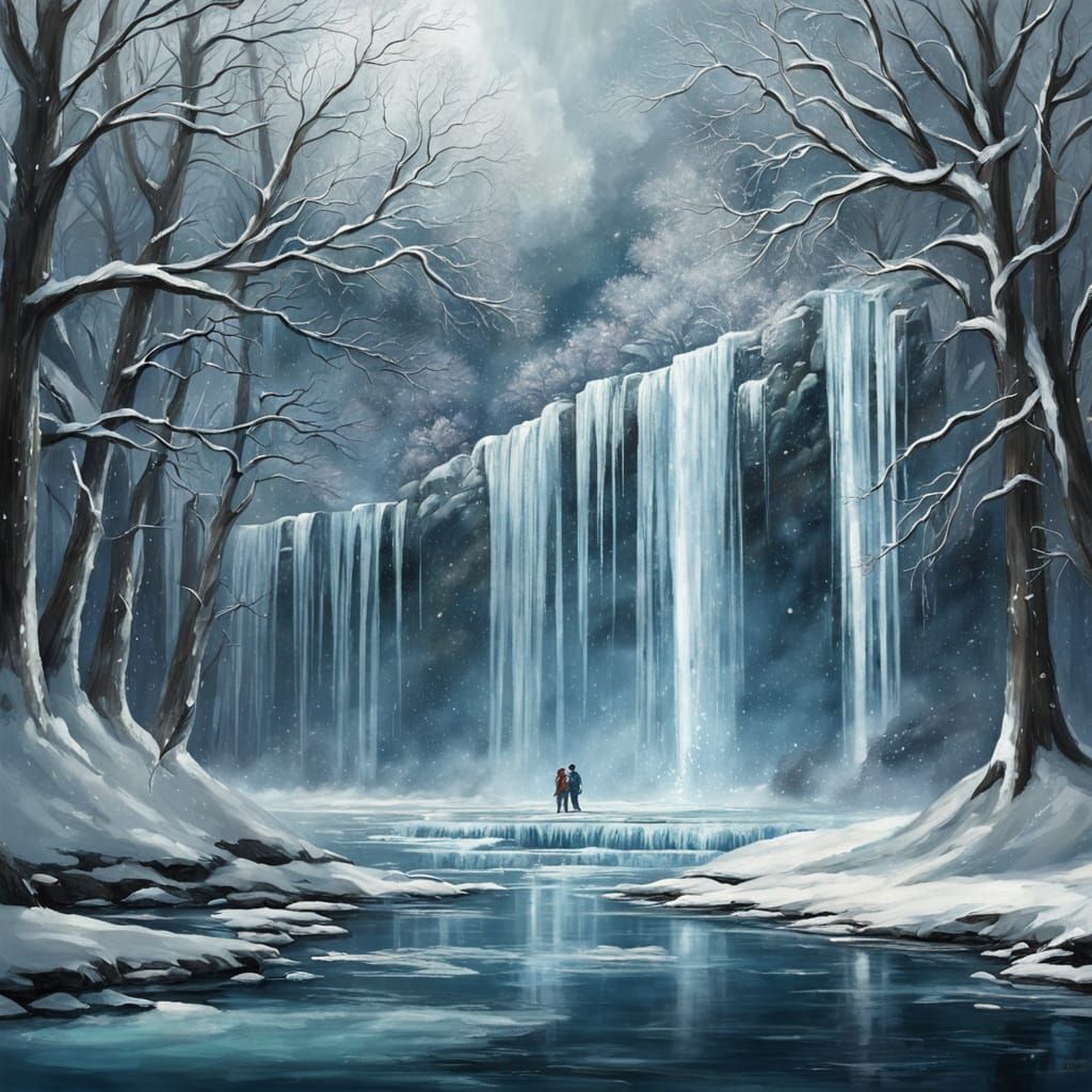 Icy waterfall  by @Jadzania