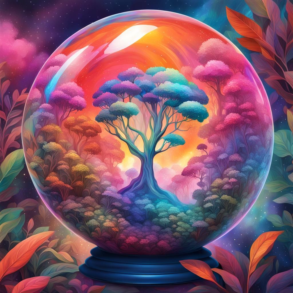 Rainbow eucalyptus in a sphere shaped terrarium