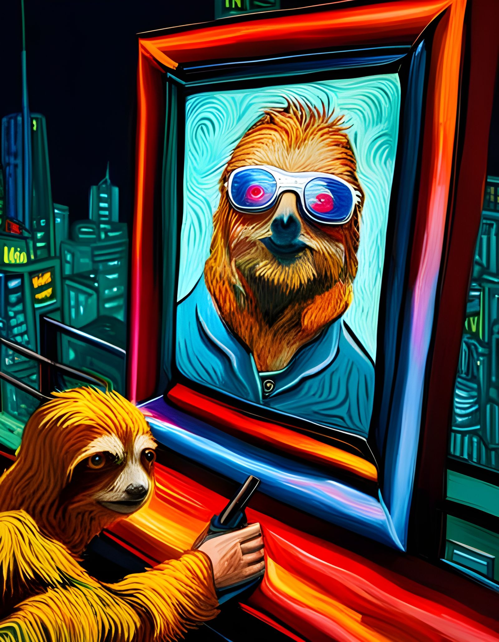 Colourful Sloth Artist (SDXL)  by @VulcanSphere