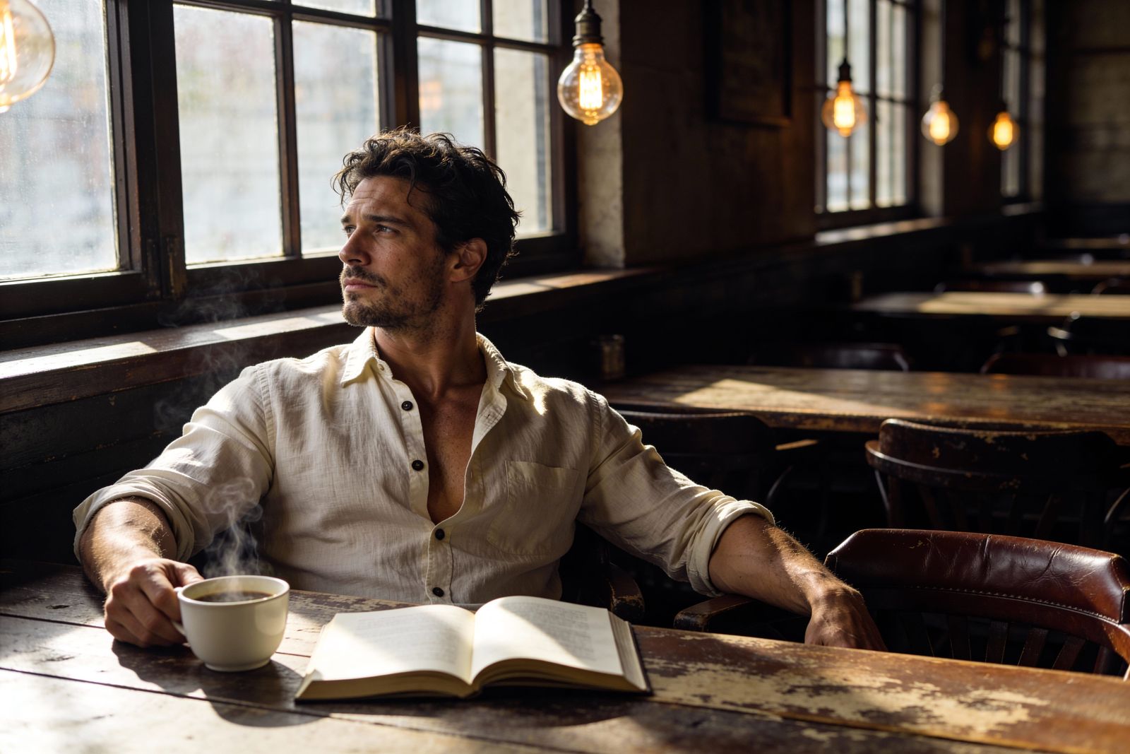 Cafe Moment with Book  by @WolverinexXx 