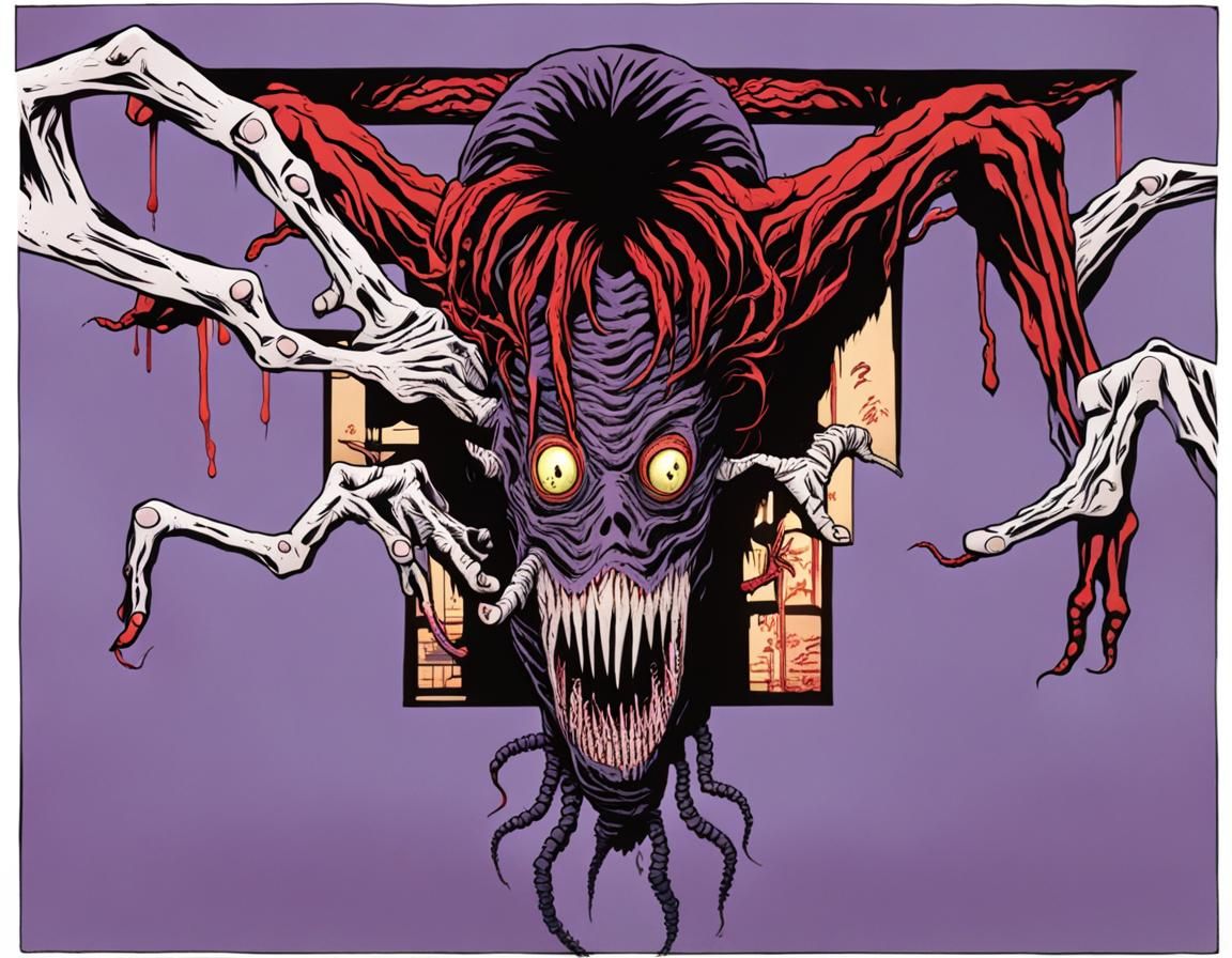 eldritch face hugger ghost wearing a disgusting gory mask ma...