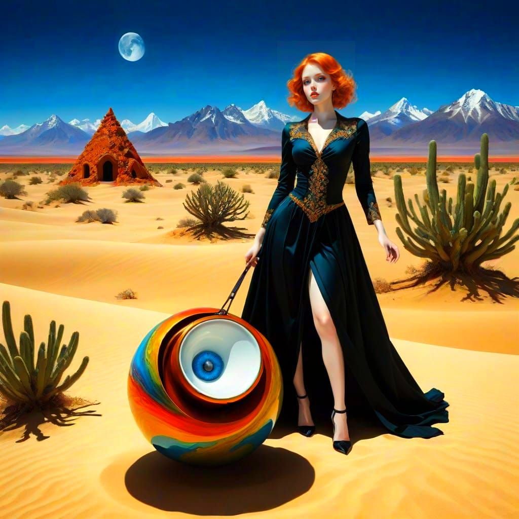 Elegant Surrealistic Ladies in a Vibrant Fantasy Landscape