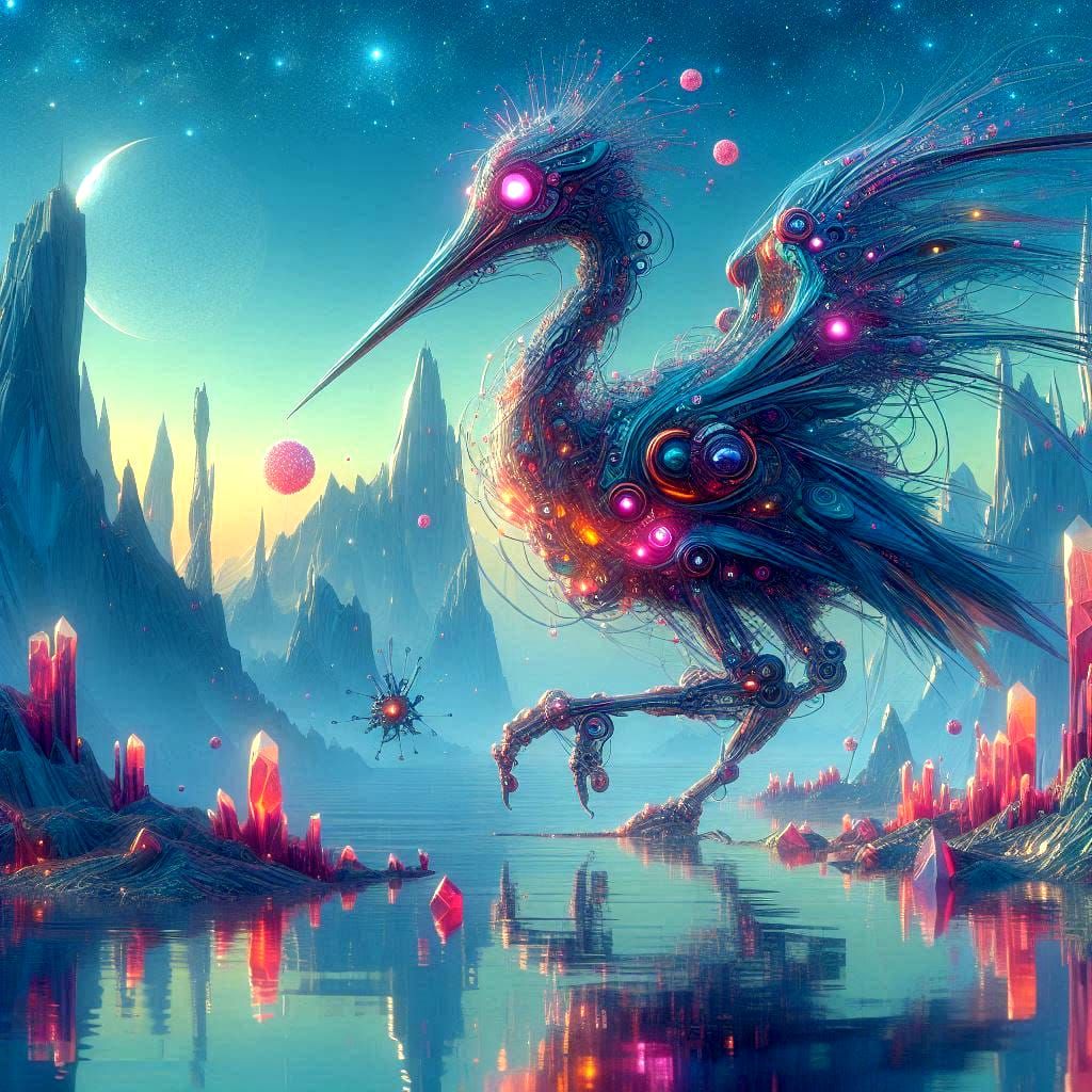 Giant robotic scifi heron