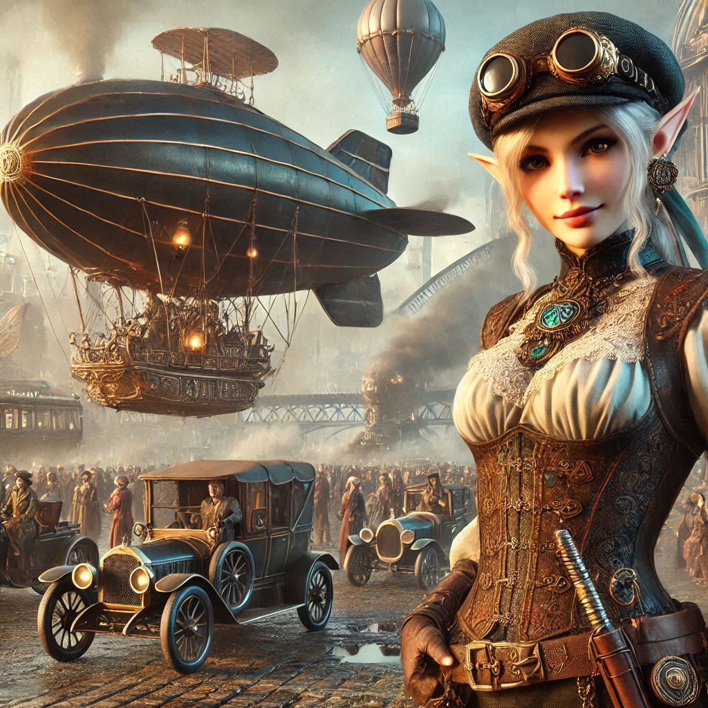 Steampunk blimp pilot