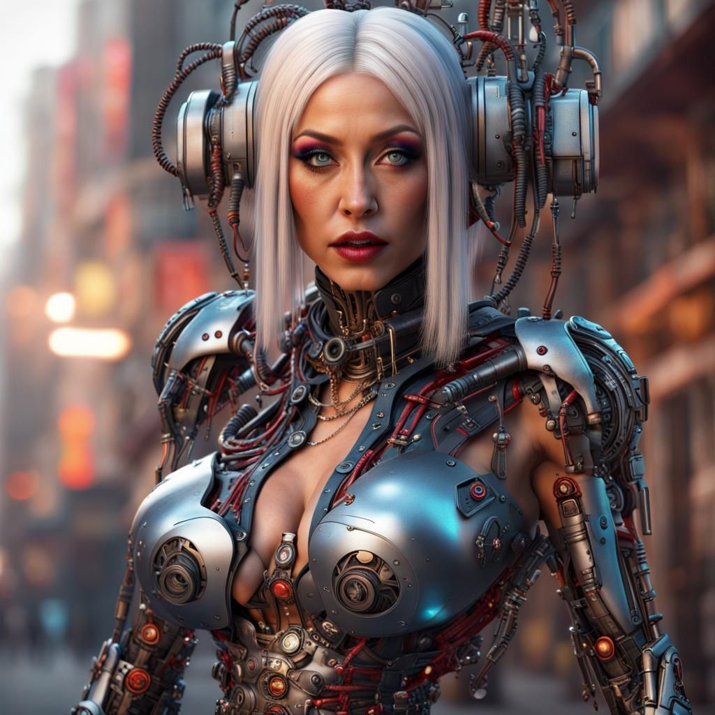 Hyperrealistic Cyborg As Christina Aguilera Full Body Ai Generated Artwork Nightcafe Creator 