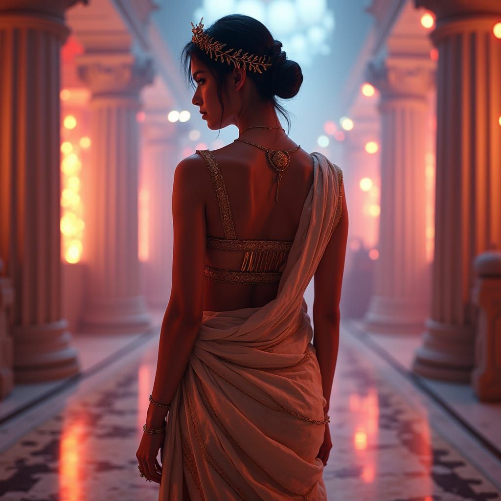 Ancient Goddess in Futuristic Splendor - AI Art
