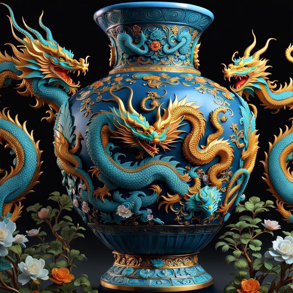 Chinese vase with dragons  by @Vaclava