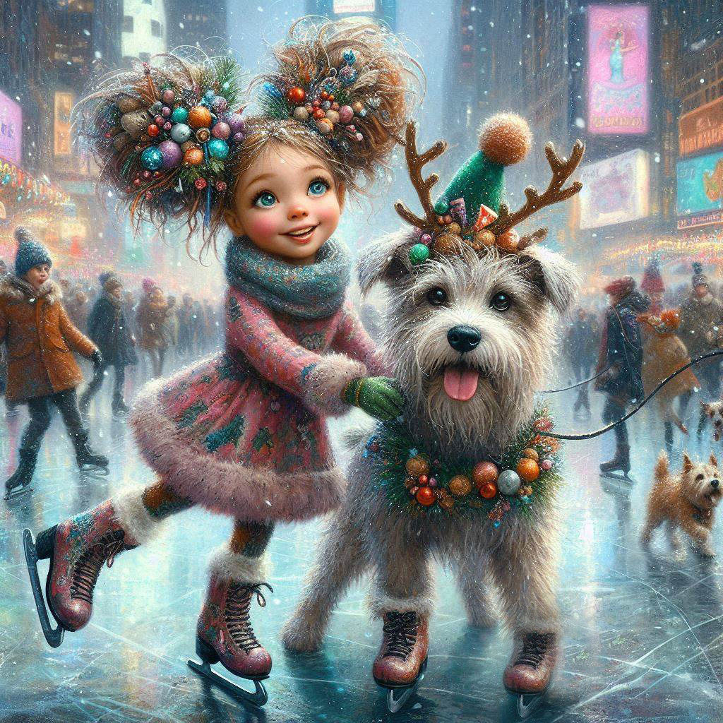 Just a girl & her scruffy dog skating in the snow in NYC at ...