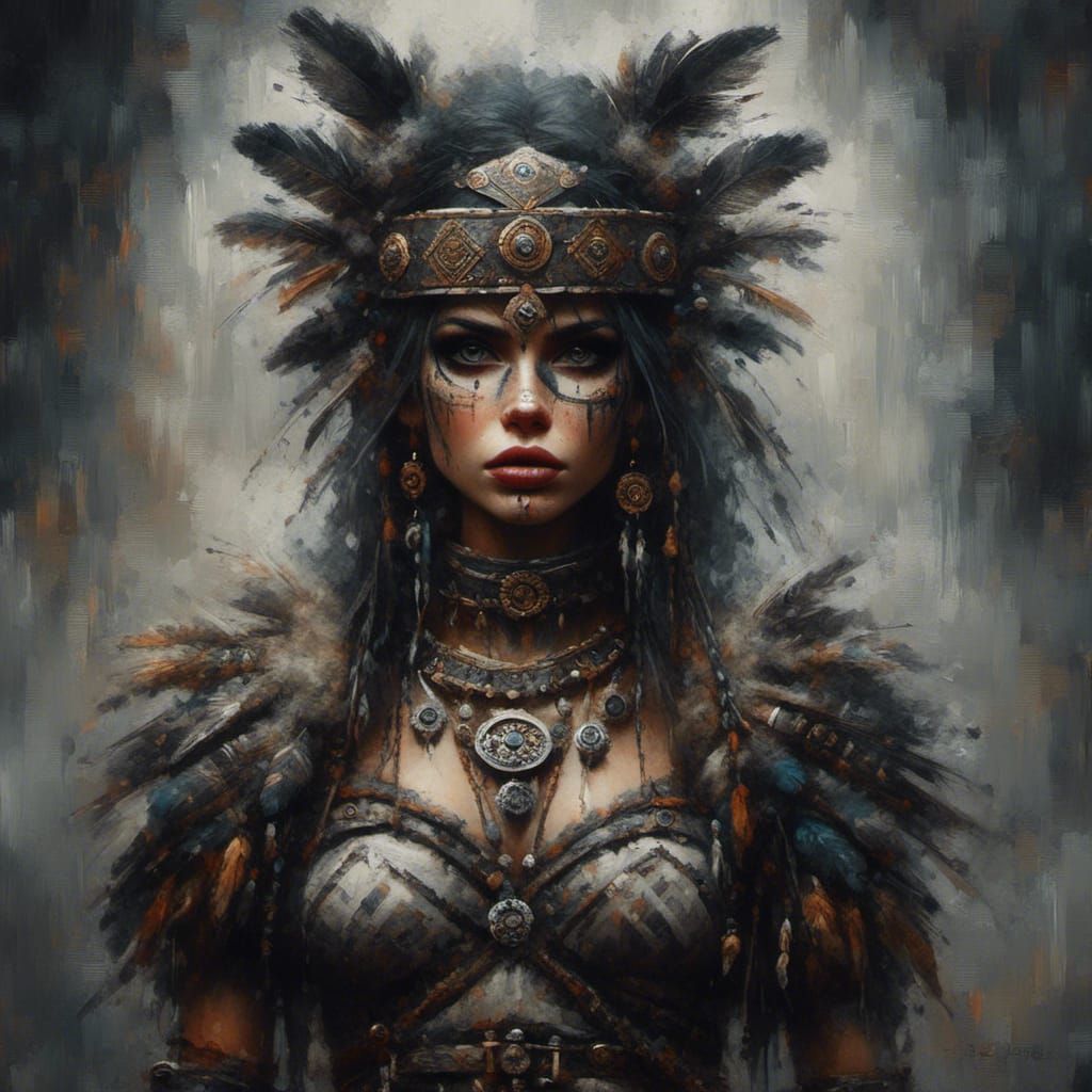 <lora:Grit:1.0> tribal warrior