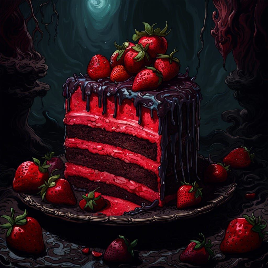 Goth Strawberry Cake Ai Generated Artwork Nightcafe Creator