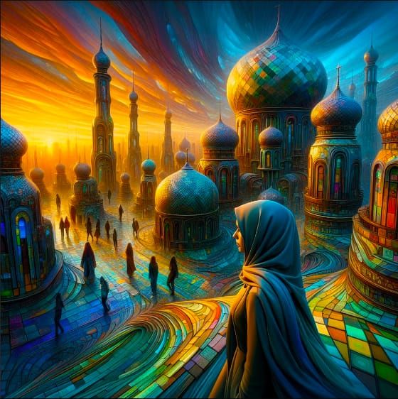 Sunset on a Central Asian city