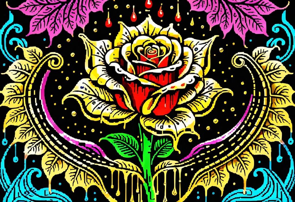 Red rose and gold retrogame 2