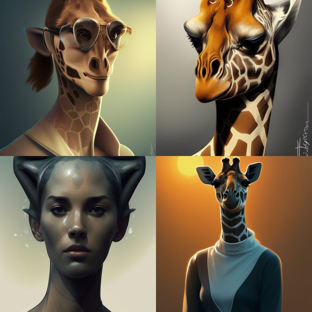 A giraffe in a turtle neck head and shoulders portrait, 8k resolution concept art portrait by
