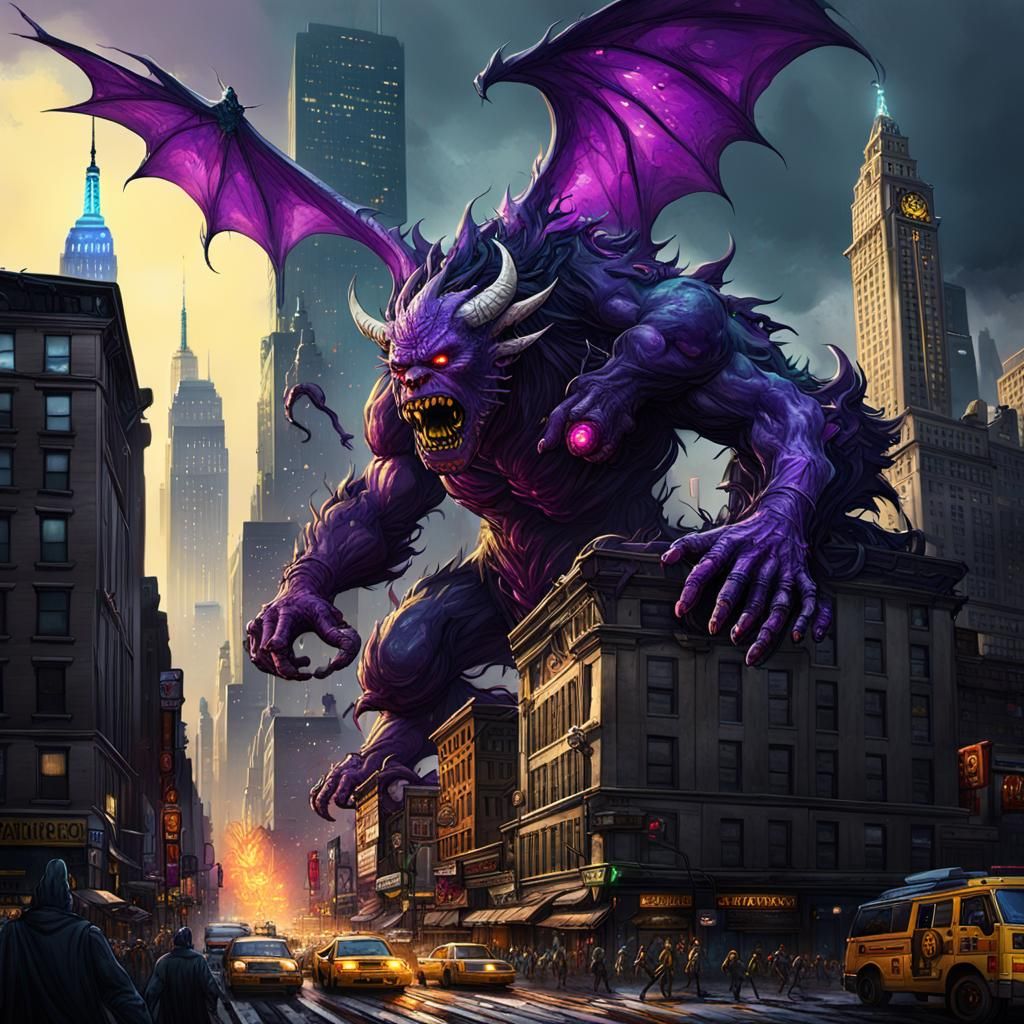 Monsters Attack New York in Dark Fantasy Style