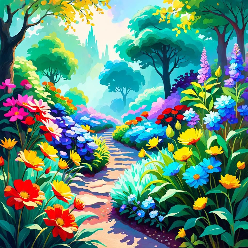 Lush flowerbed