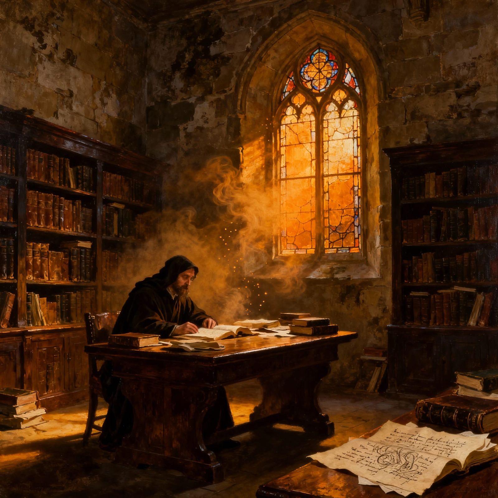 Scolar in the old abbey.    by @SnowOwl