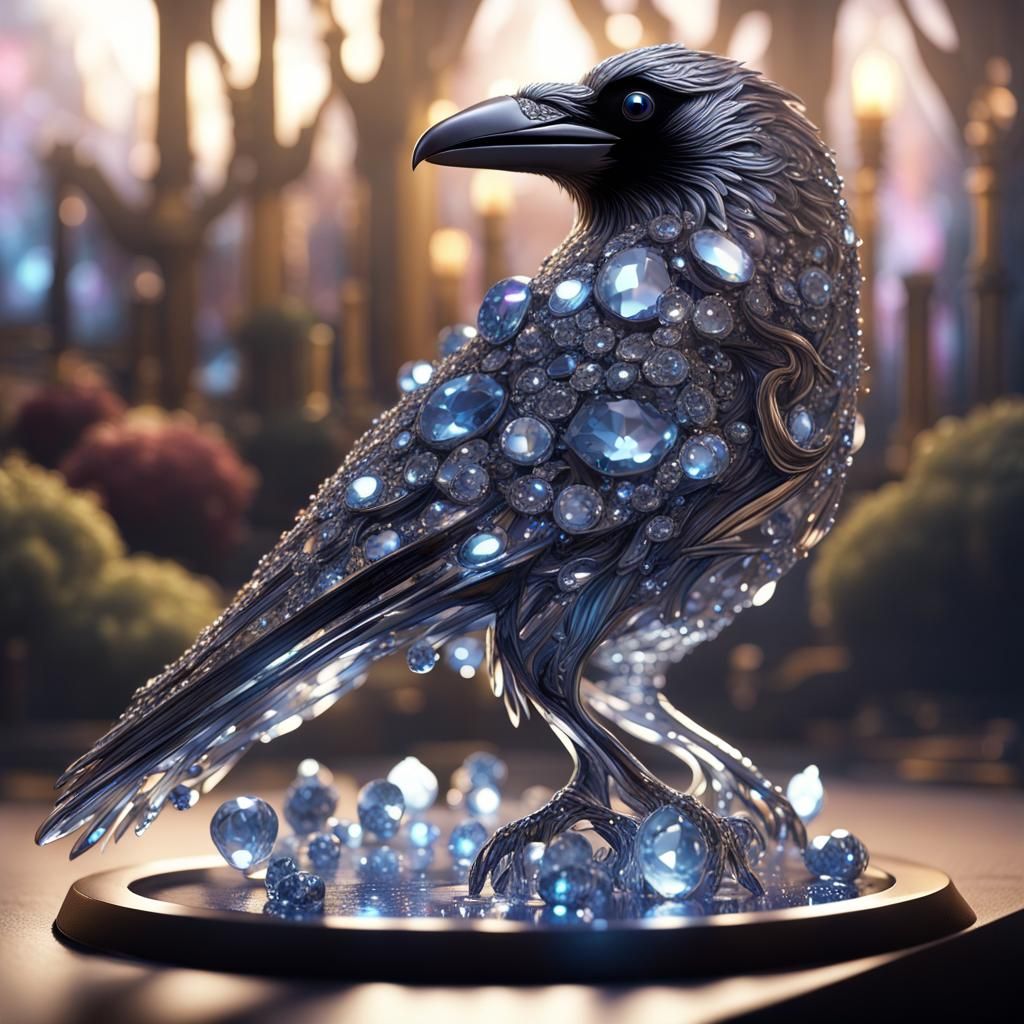 A raven made of diamonds