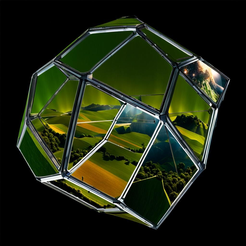 Planet Sized Hypercube Spaceship In The Shape Of A Cubic Bio Dome