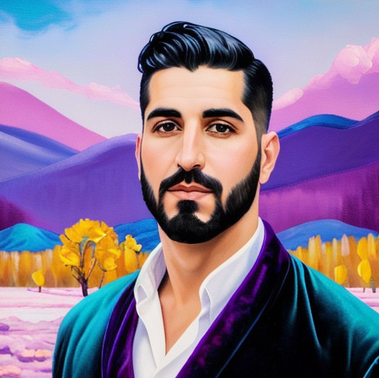 Purple turquoise yellow autumn