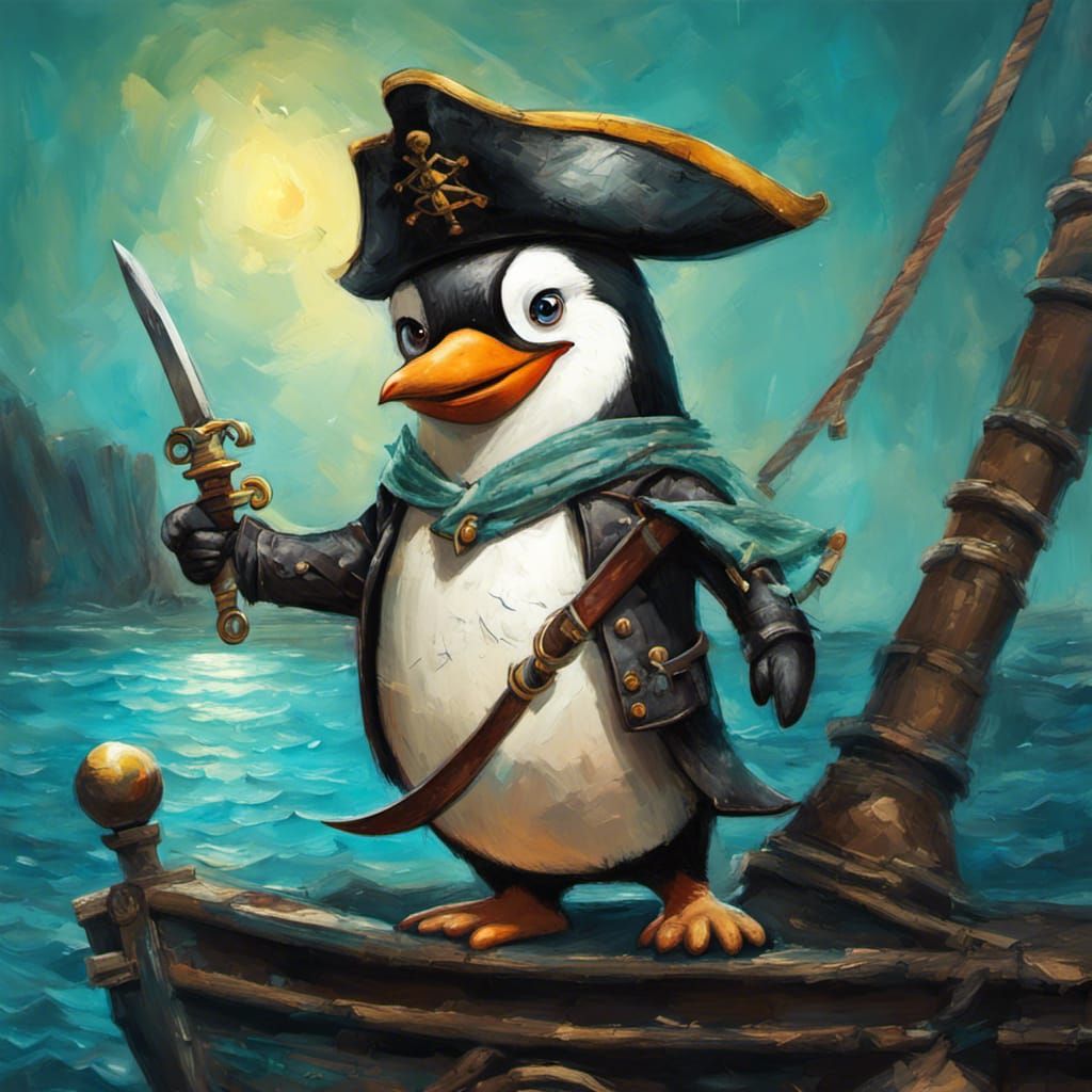 Pirate Penguin  by @Poodles and Puddles