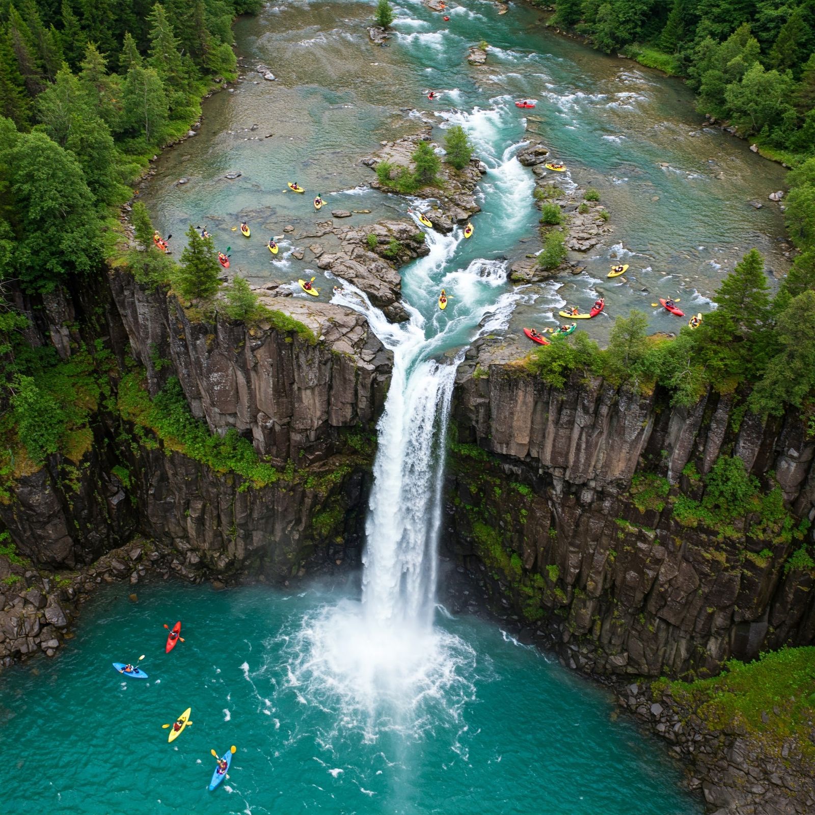 Kayak over a Waterfall