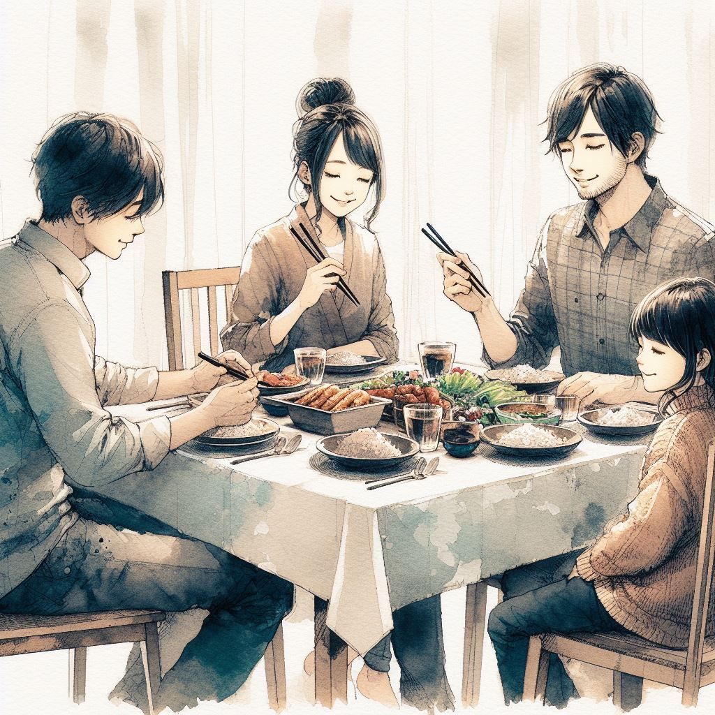 Japanese family dinner 1  by @Shannon