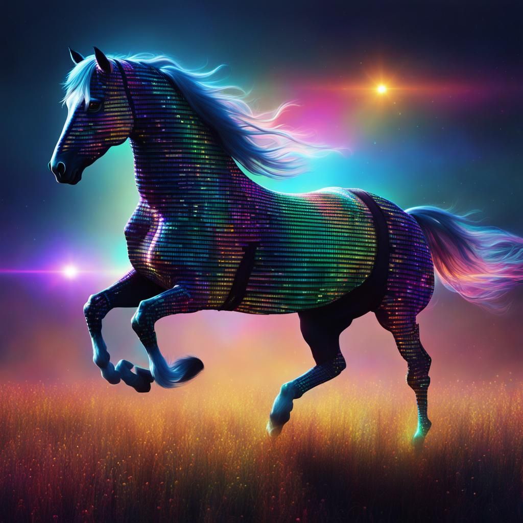 Glitch art horse