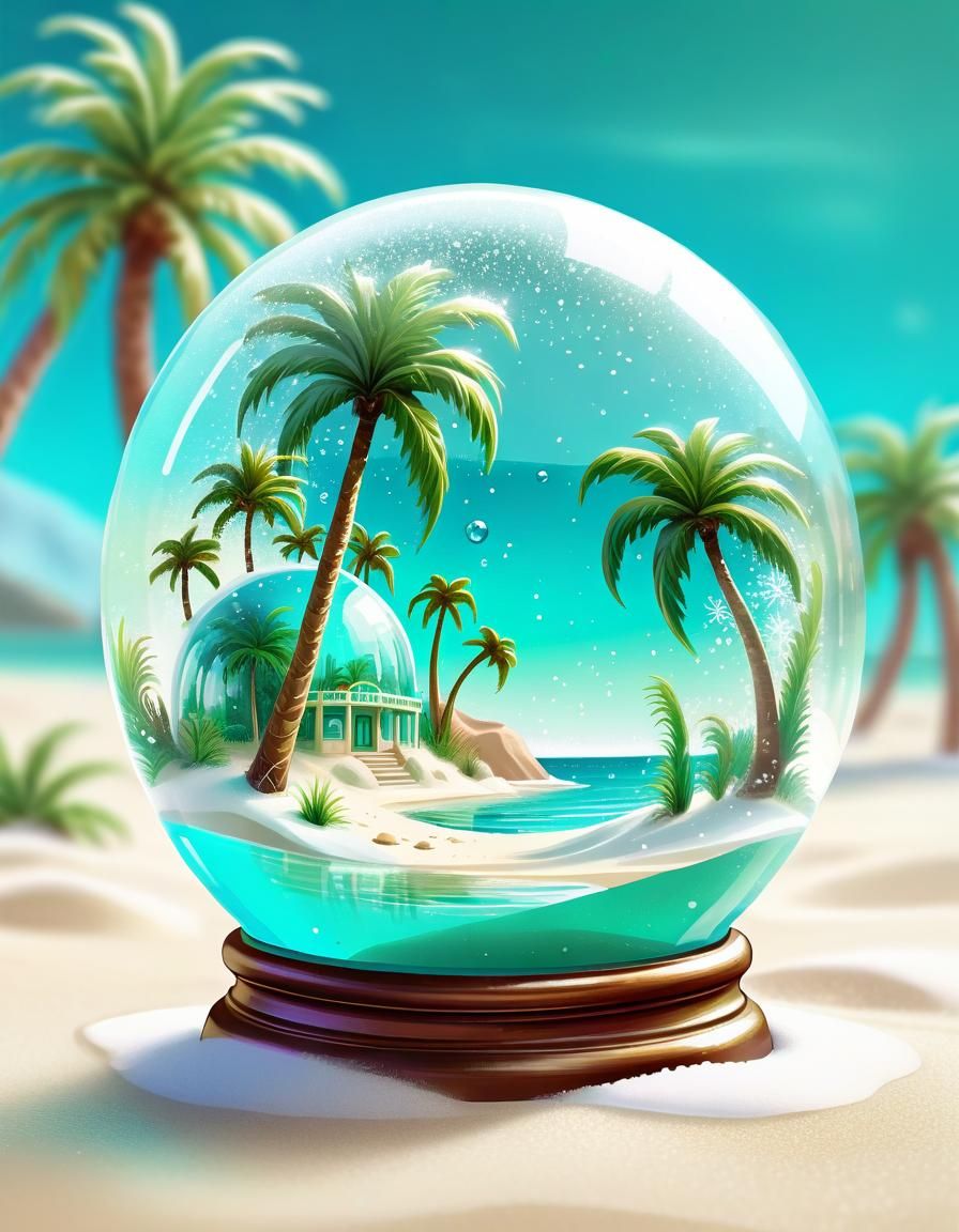 Beautiful beach inside snow globe - AI Generated Artwork - NightCafe ...