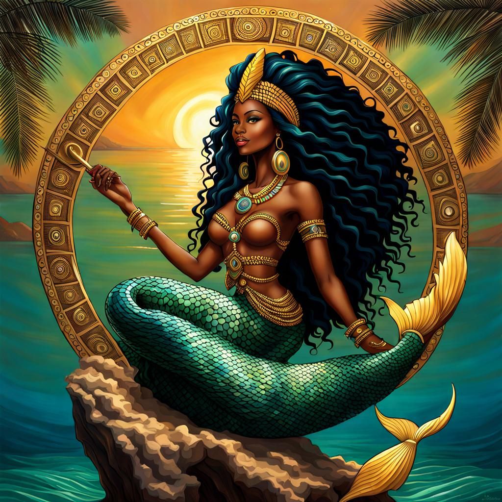 African goddess mermaid full body