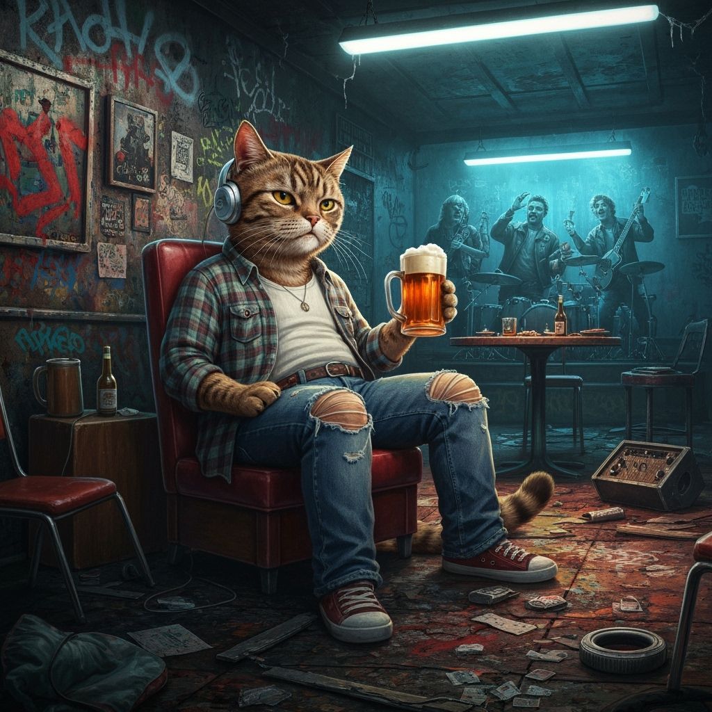 🎸🐱 1990s Grunge Cat 🍺🤘  by @h7sus2